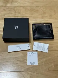 ワイズ Y's 二つ折り財布 がま口 シンプル 高級感 ブラック シルバー 黒 ヨウジヤマモト 財布 二つ折り がま口 レザー 黒 ブラック（2021