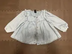 GAP デニムブルー フリル長袖シャツ 12-18ヶ月