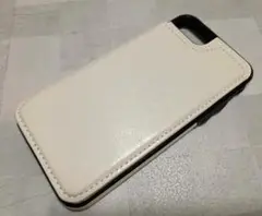 iPhone7/8/SE 用 ケース シンプル無地 カード入れ 背面手帳型 白色