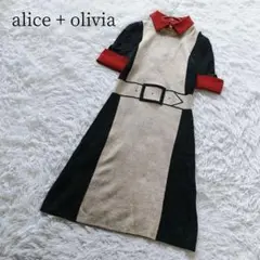 【alice olivia/アリスオリビア】だまし絵　ニット襟付きワンピース