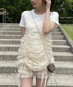 2WAYレースキャミワンピース2 & レースフリルショートパンツ