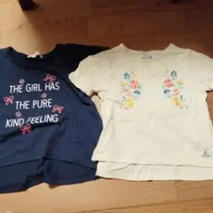 110センチTシャツ 2枚セット ネイビー クリーム色