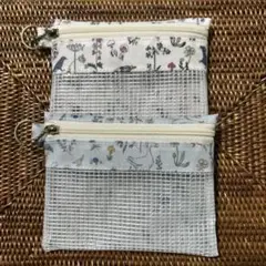 ハンドメイド　リバティラミネートクリアポーチ2個　セオ