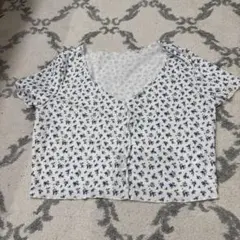 花柄 ホワイト 半袖Tシャツ