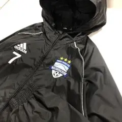 【美品】adidas サッカー ナイロンジャケット ブラック メンズL相当