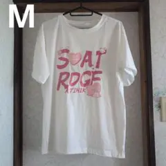 新品　ホワイト Tシャツ Mサイズ ピンクプリント