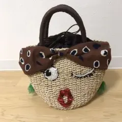 【美品】 フェイス かごバッグ 巾着