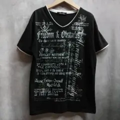 y2k　Tシャツ　英字　重ね着風　グランジ　平成ギャル男　訳あり　50823a