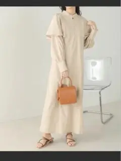 Bab ケープ袖スリットワンピース