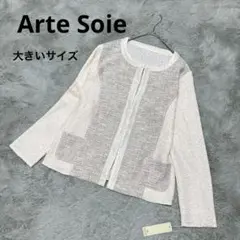 【大きいサイズ】【タグ付き】Arte Soie アルテソワ ノーカラージャケット