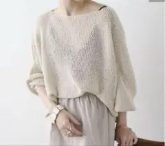 Omekashi オメカシ　リネン ニット プルオーバー メッシュ　ナチュラル