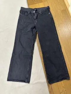 H&M ルーズフィット ブラックデニムパンツ サイズ32インチ美品