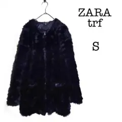 zara trf ザラティーアールエフ フェイクファーコート ブラック サイズS