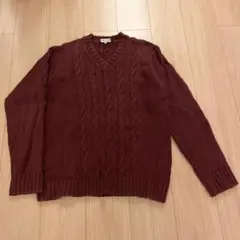 DRIES VAN NOTEN ケーブルコットンニット ワインレッド
