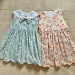 ハンドメイド　スカラップ　ワンピース　２点セット　110サイズ