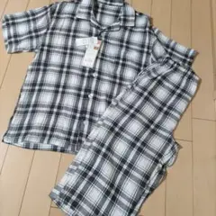 未使用メンズパジャマ春夏入院介護ボタン前開き半袖М綿100％コットン