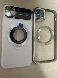 2つ　透明　iphone11promax ケース　指輪リンク　リンク　白　透明