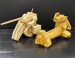 割り箸工作、強襲型ガンタンク&傭兵戦車キュイのセット