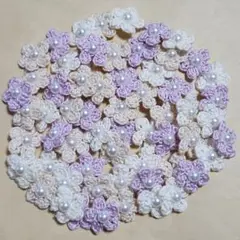【お得セット】花モチーフ60枚(5枚花びら半円パール付)3色(ライトパープル)