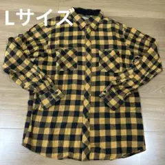 Lサイズ　長袖シャツ　イエロー　ブラック　チェック