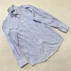 A.W.GORDON シャツ 長袖 ブルー ストライプ 大人 コットン Lサイズ