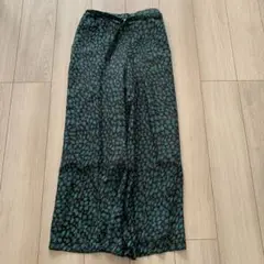【ROSE BUD】ローズバッド ヒョウ柄 ワイドパンツ ベルト付き グリーン