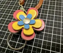 本革　革花バッグチャーム　ハンドクラフト　BC001