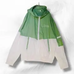 ラッシュガード ナイロンパーカー 2XL 緑/白 薄手 ナイロンジャケット