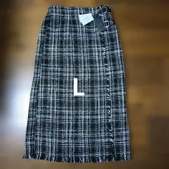 新品　タグ付　インシード　ツイード　チェック柄　タイトロングスカート　L