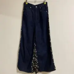 ワイドデニムパンツ 裏プリーツ