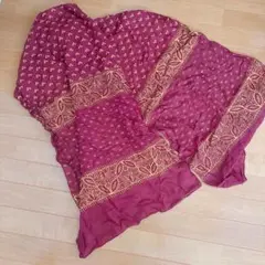 紫色 花柄 敷きもの　インテリア　ショップディスプレイ100% インド製