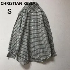 【CHRISTIAN KELLY】新品　緑系チェック柄ボタンダウン長袖シャツ S