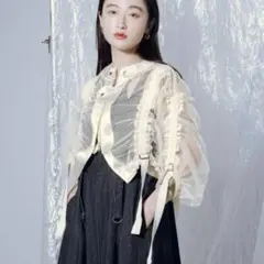 Ezickエジック/ Mode elegant シャーリングチュールブルゾン