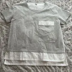美品　sirone グレー ポケット付き レイヤードTシャツ