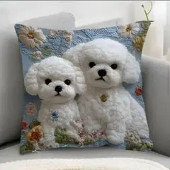 ［最終値下げ］新品　ビションフリーゼ　クッションカバー　45x45 愛犬家