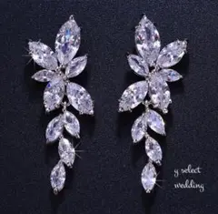 高品質 ♡ キュービックジルコニア リーフ ピアス イヤリング♡新品 送料無料♡