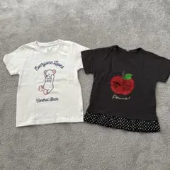 クマとリンゴのデザインTシャツチュニック2枚セット