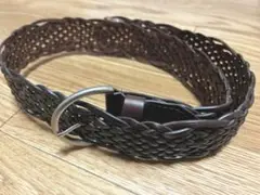 レザー編み込みベルト ダークブラウン