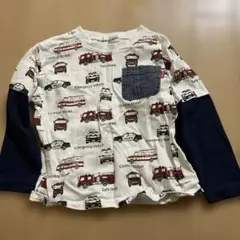 車柄　長袖Tシャツ　100