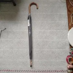グレー長傘　グラスファイバー　木製ハンドル