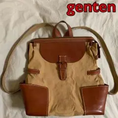 genten キャンバス×レザー製リュック ミモザ