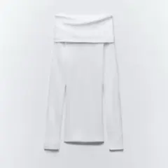 ZARA オフショルダー SUPIMA コットン　トップス