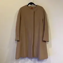 デ プレ トゥモローランド ノーカラー ロング ウールコート ベージュ