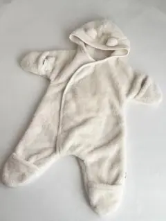美品 《コンビミニ》ふわふわ ボアフリース 星型くま耳おくるみ ロンパース
