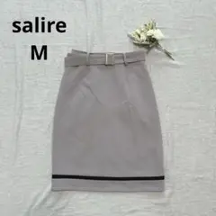 salire 膝丈タイトスカート バイカラー ウエストベルト オフィス ビジネス