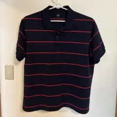 UNIQLO ネイビー/レッドストライプ ポロシャツ 3XL