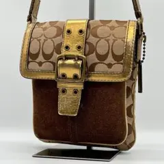 【良品】COACH シグネチャー ショルダーバッグ ブラウン ポシェット