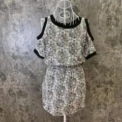 ✨ANNE✨ダマスク柄コールドショルダーミニワンピース♡モノトーン♡オシャレ