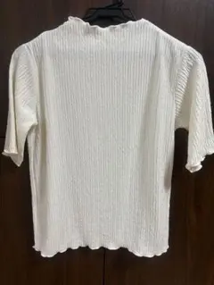 リブ素材 オフホワイト 半袖Tシャツ