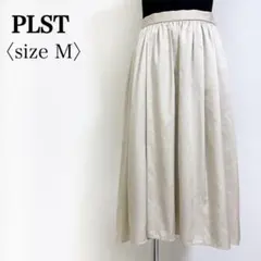 PLST◎タックギャザー ロングスカート ベージュ M 春夏 フェミニン